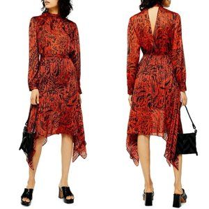 Topshop Idol  Burnt Orange Paisley Midi Dress